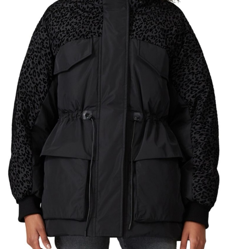 Mackage Reece Mic Media Down Black Leopard Print Jacket